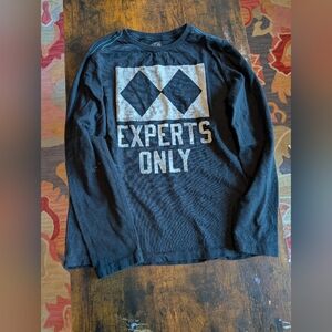 Gymboree Black Long Sleeve 'Experts Only' Shirt Graphic Long‎ Sleeve Size 14
